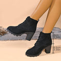 Exportplus sizeboots women's boots thick tie back short boots  high heel thick heel short boots round toe new arrivalspring