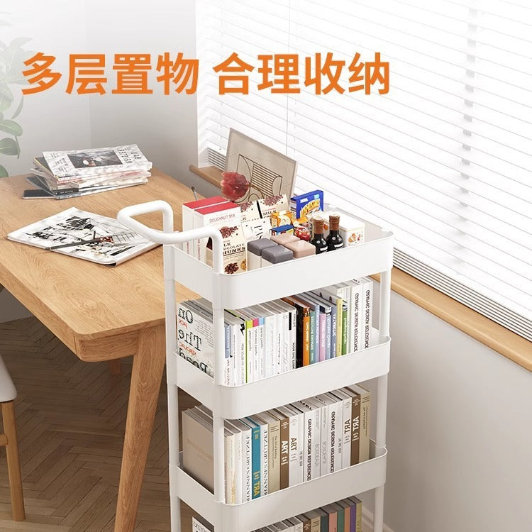 Single armrest trolley storage rack floor-standing snack bookshelf table kitchen bathroom multi-layer storage movable with wheels