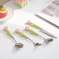 Creative stainless steel cutlery with ceramic handles - kids' dessert forks, multi-purpose western dinnerware, sunflower steak knife
