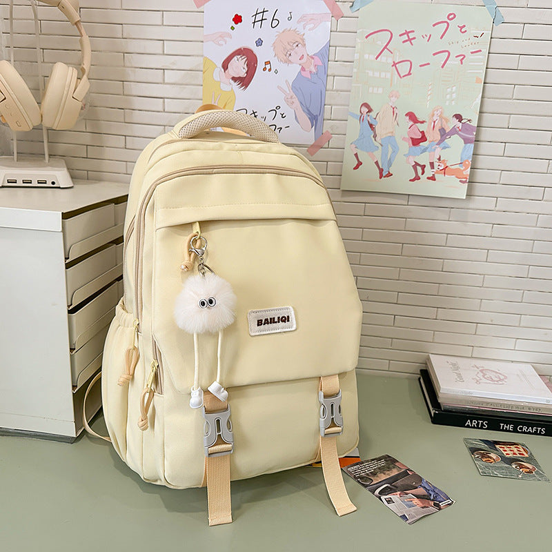 Simple solid color lightweight durable student backpack - available in small, medium, and large sizes - perfect for elementary, middle, high school, and university students
