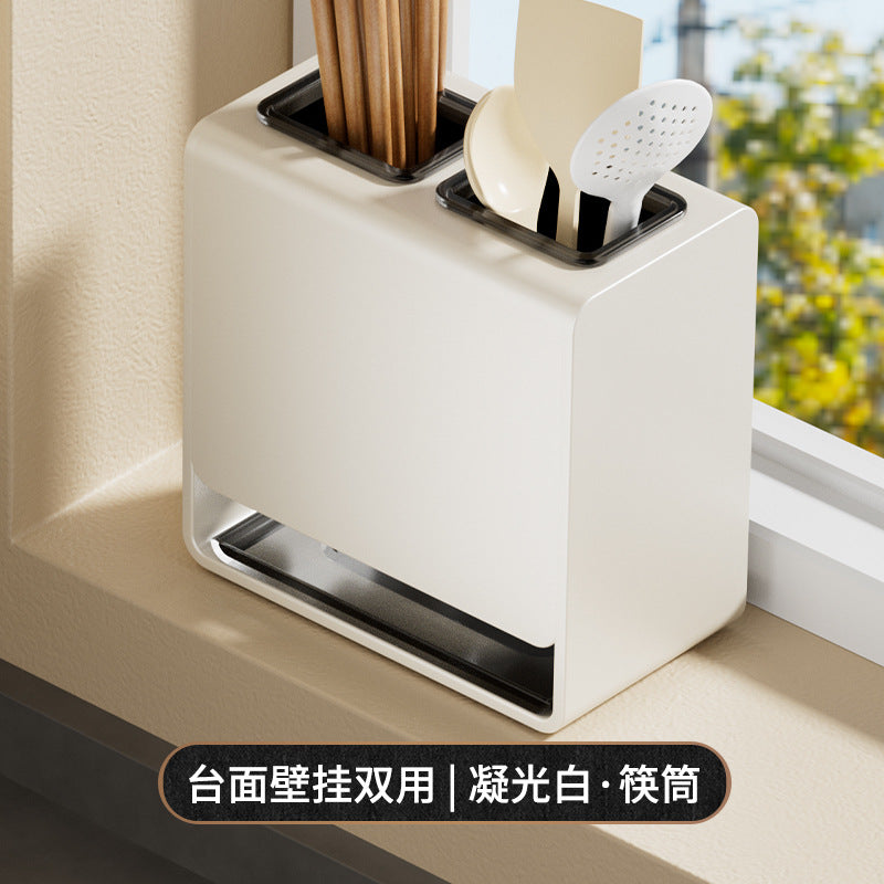 No punching chopsticks cartridge knife holder integrated kitchen rack wall-mounted wall spoon chopsticks cage basket box knife storage