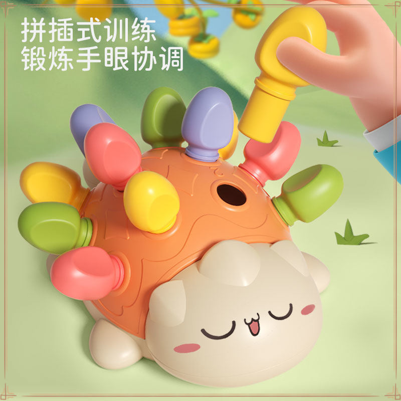 Hedgehog assembly hole pulling nails 6 months 8 baby concentration training early education baby toys 1 3 years old puzzle