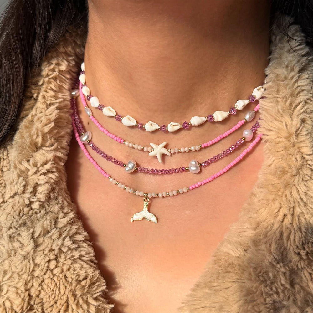 Wholesale seashell necklaces - cross-border jewelry, ethnic-inspired accessories, niche & high-end, light luxury rice bead choker necklace for women