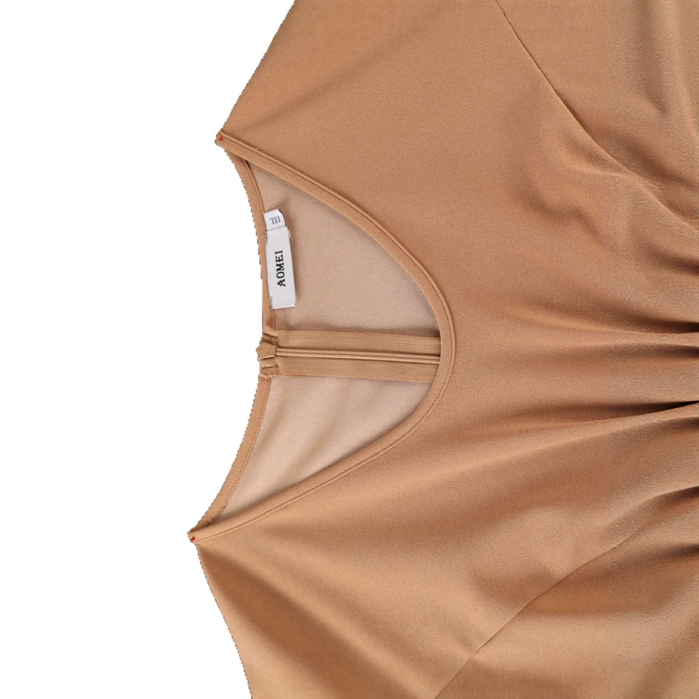 summer new arrival: khaki short-sleeve a-line dress with ruffle trim and decorative buttons - slim-fit, bodycon, and perfect for work