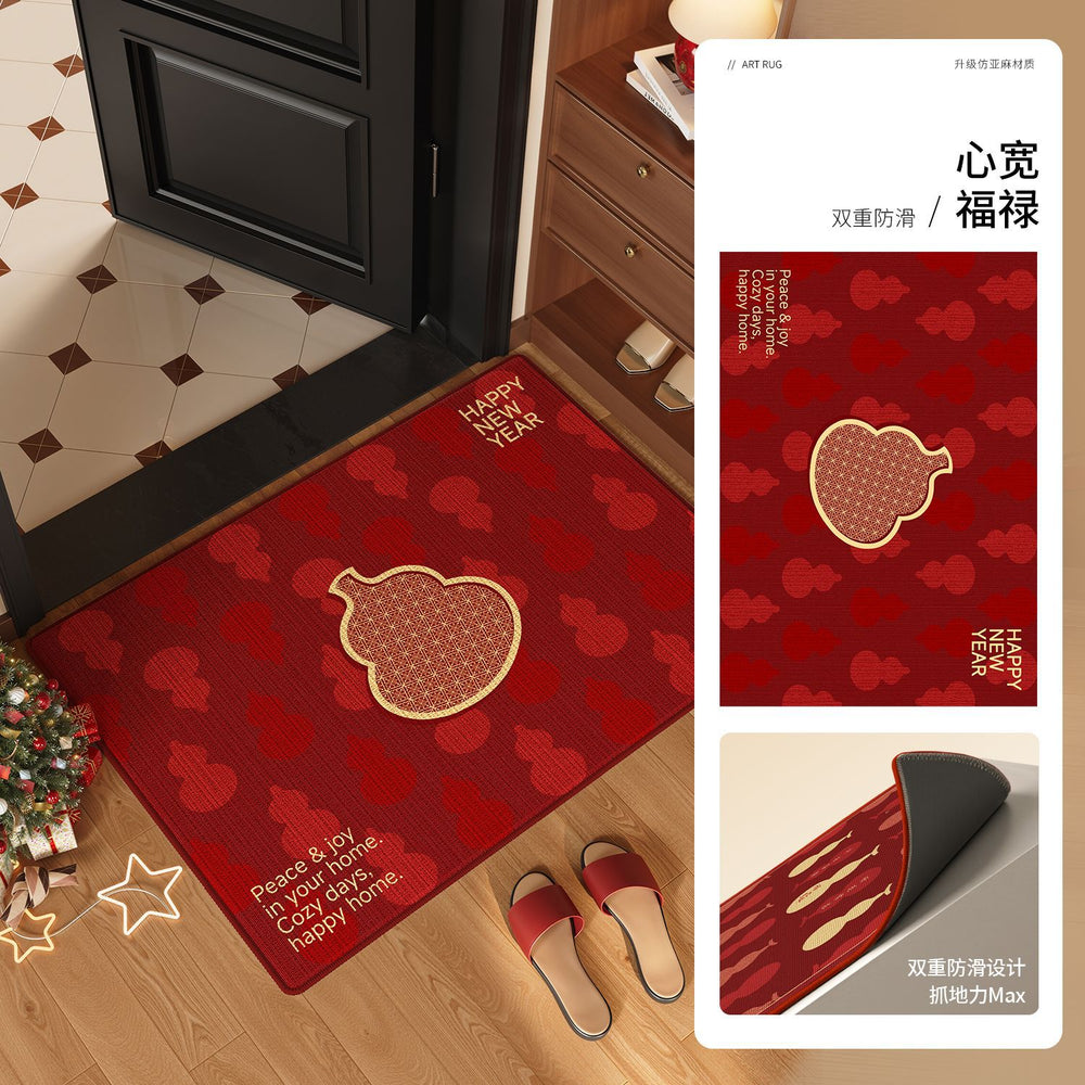 New year's festive doormat - home entrance mat, welcome mat, housewarming rug, red floor mat, 2026 new anti-slip mat