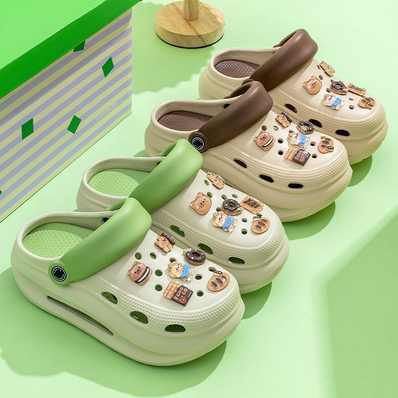 2025 new women's wedge platform clogs - summer outdoor wear, thick sole, two-wear style, chunky heel, non-slip beach sandals & slippers