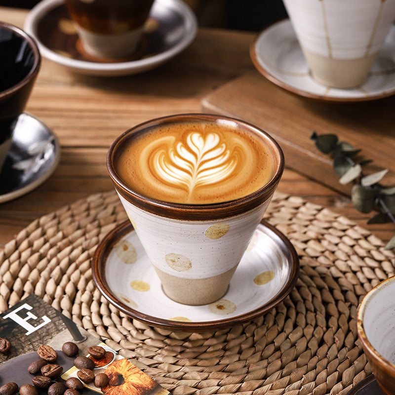 Creative niche style ceramic coffee cup and saucer suitjapanese style mug retro stoneware latte latte cup gift box