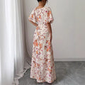 summer print long french floral slimming maxi dress