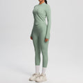 nude double-sided brushed tight long sleeves yoga suit outdoor running slimming look fitness pants sports suit women