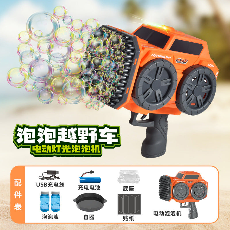 new arrival sprinkler truck luminous bubble gun handheld gatling bubble blowing machine popular fully automatic kids toys