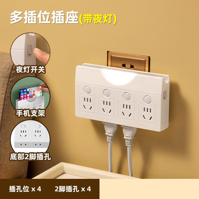 New arrival bedside socket converter smart usb socket plug pure copper one to multi-slot multi-function socket night light