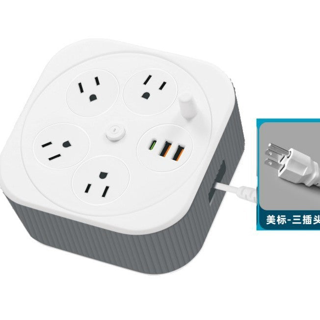 110v power strip travel adapter with usb ports - portable, retractable, us plug extension cord