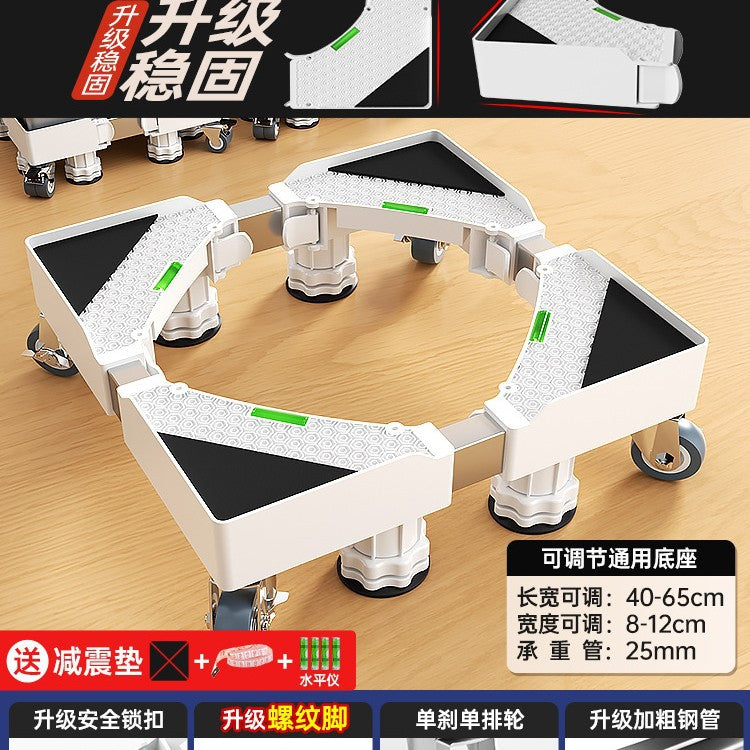 Washing machine base stand - universal adjustable leveling feet with wheels - refrigerator support rack