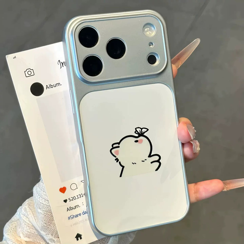 Suitable for apple 17promax mobile phone case simple bow black and white couple cat iphone18 anti-fall soft case