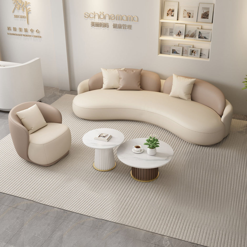 Hotel lobby cream style sofa booth vip club showroom lobby sales office reception cat scratching leather sofa