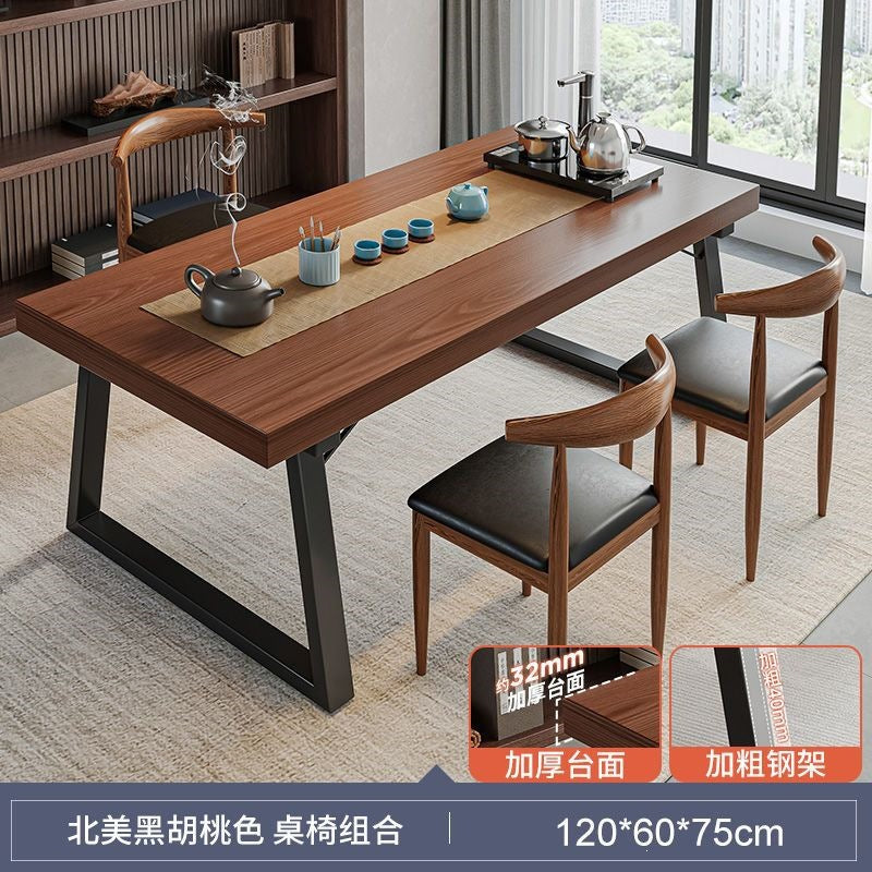 Solid wood color tea table and chair combination, one table and five chairs, tea table, new chinoiserie negotiation office large board tea table, coffee table