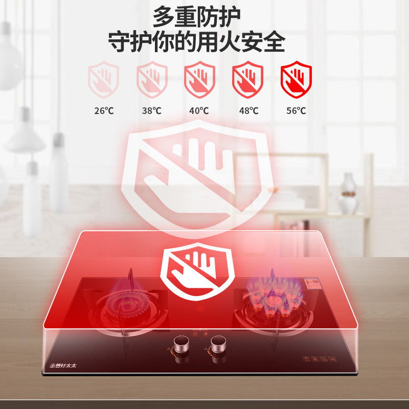Wholesale high-power nine-burner gas stove, home use double burner cooktop, built-in/free-standing dual-purpose gas stove, natural gas double burner