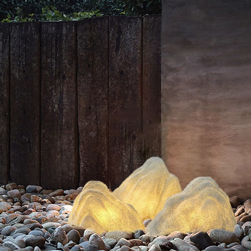 Outdoor waterproof led creative light-up stone lamp - garden lawn decoration, courtyard landscape, solar powered simulated stone light