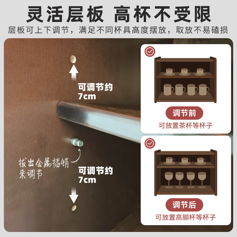 Solid wood desktop cosmetics storage box rack countertop sundries storage cabinet desk figure display finishing cabinet
