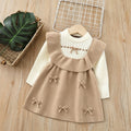 fall/winter new collection: girls' bowknot knit maxi dress - kids' sweater dress