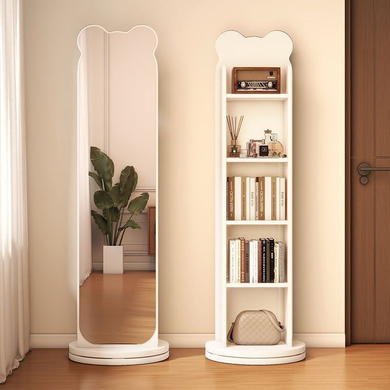 High-end new chinese style dressing mirror - bear rotating full-length mirror multifunctional floor-standing bookshelf try-on mirror