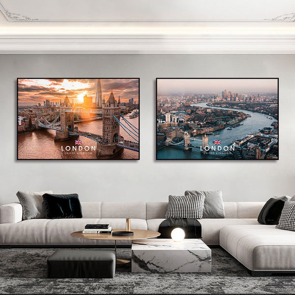 Thames decorative painting London Bridge landscape architecture Big Ben hanging painting dining room living room background wall mural