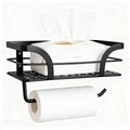 Wrought iron bathroom wall-mounted multi-functional storage rack - tissue, plant, and organizer shelf for toilet area