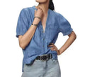 new european and american style versatile princess sleeve lightweight denim shirt casual top for women - perfect for cross-border e-commerce on  and