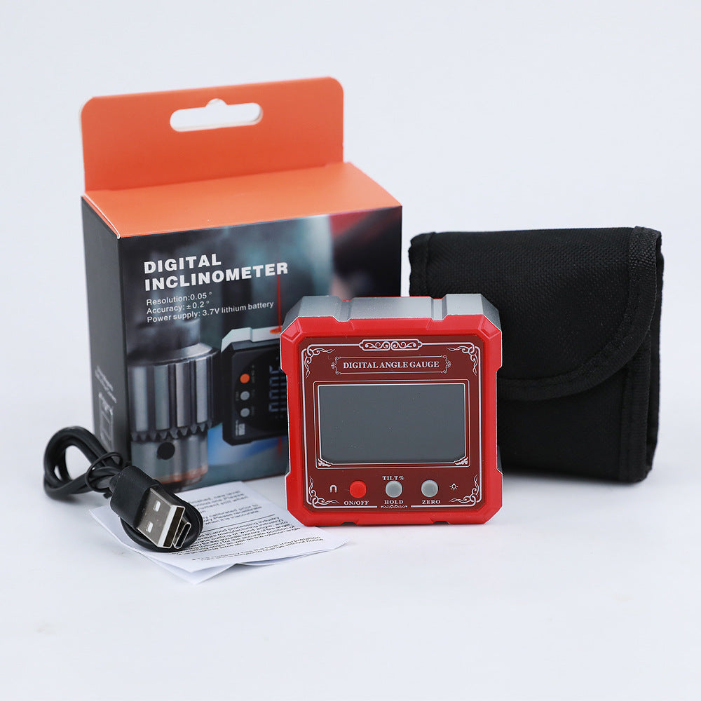 Industrial Grade Guofeng Dual Laser Digital Display Inclination Box Level Angle Measuring Instrument Strong Magnetic Digital Display Inclination Instrument