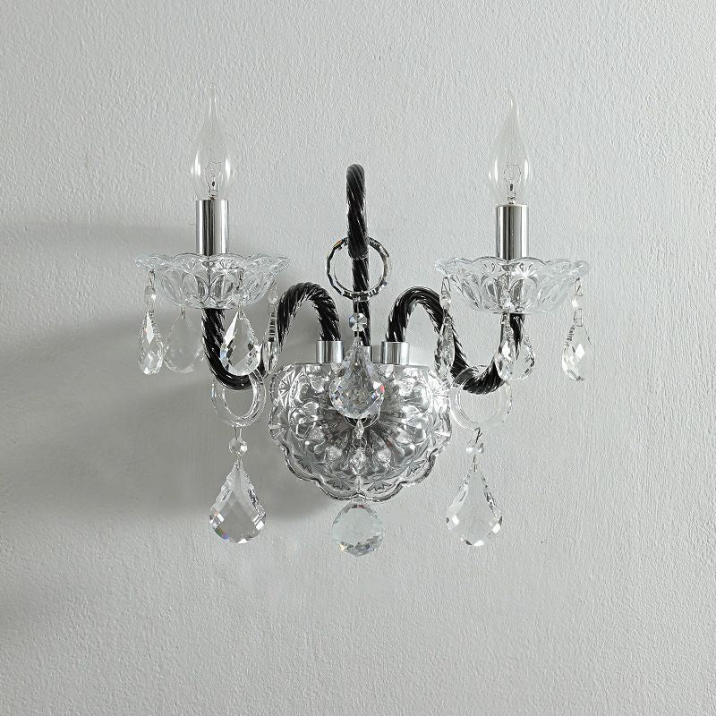 French retro chic bedroom bedside crystal wall lamp - vintage, high-end living room accent wall, hallway wall sconce