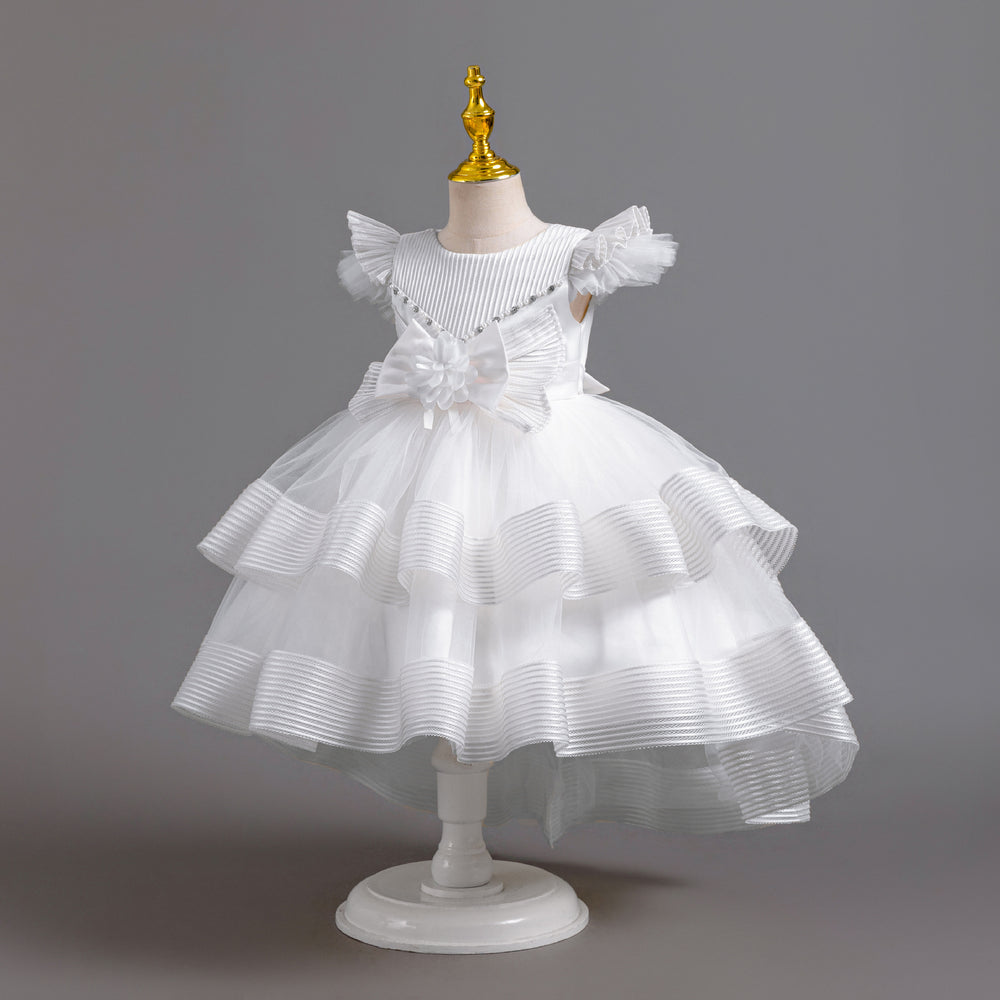 Exportin stock trailing evening dress airplane sleeve tutu princess dress girl banquet dress girl dress