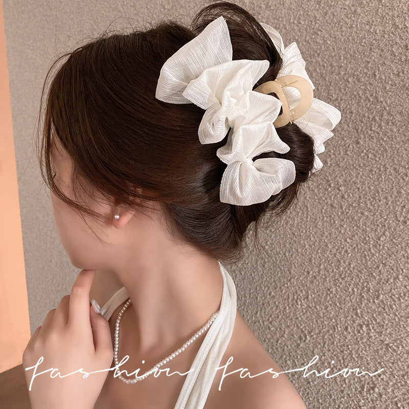 Mesh pleated gripper for women 2026new arrival full back hairpin shark clip beautiful high-end hair gripper headwear
