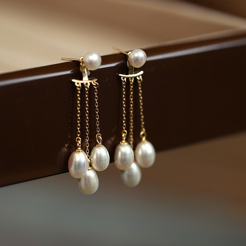 Pearl ear wire empty support, multi-bead pearl ear wire earrings empty support, equipped with 7-12mm round beads, high-end feel
