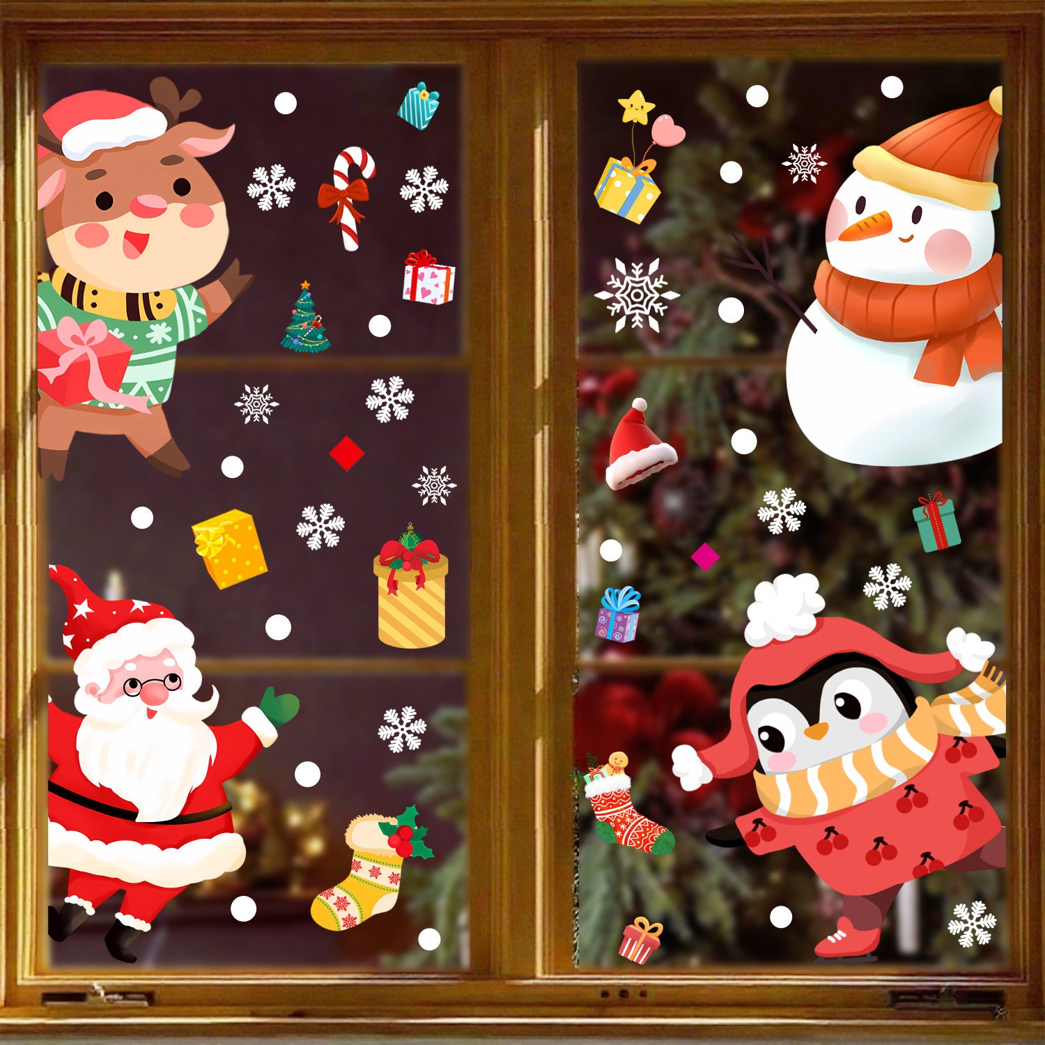 Cross-border Christmas sticker wall sticker Santa Claus snowman elk glass window decoration sticker glue-free static sticker
