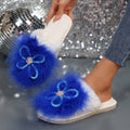 cotton slippers baotou heattech slippers flats slippers daily home slippers soft real fur soft bottom flower cotton slippers