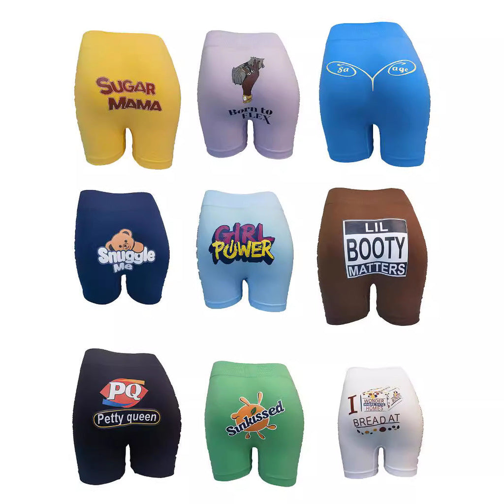 Cross-border hot-selling printed hollowed-out sexy yoga pants, women's fitness sports tight boxer shorts