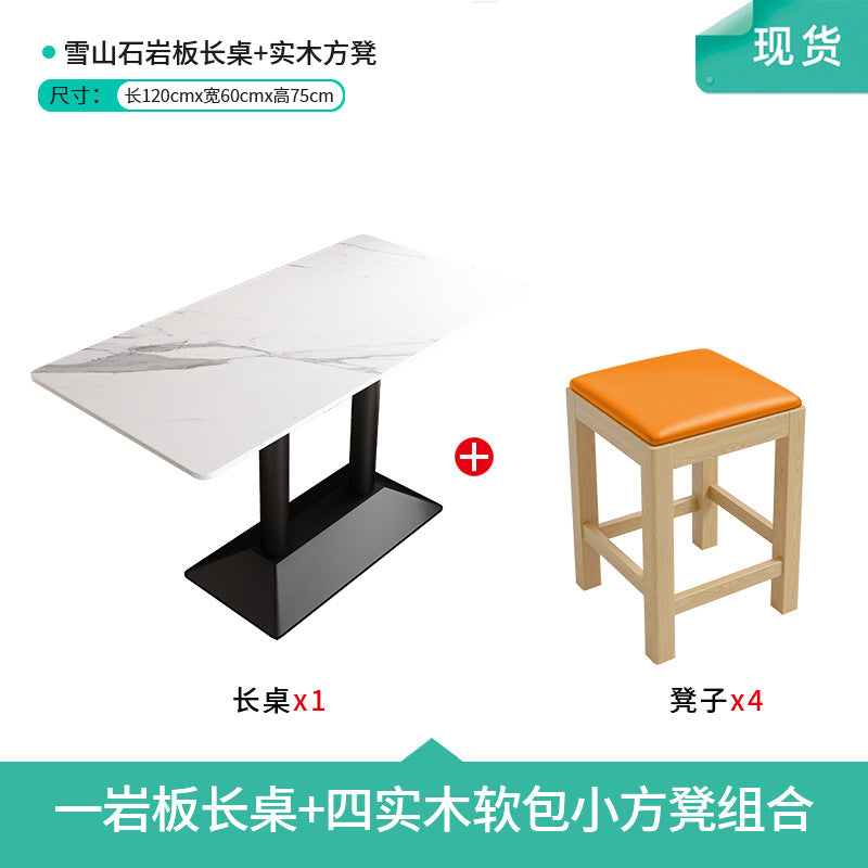 Commercial slate dining table simple outdoor table bar milk tea fast food restaurant canteen rectangular table apartment negotiation table and chair