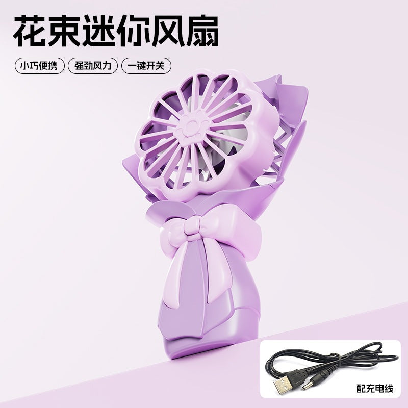 hot-selling handheld mini fan, featuring a cute floral cartoon design. usb powered, desktop mini portable fan, perfect for student gifts and wholesale