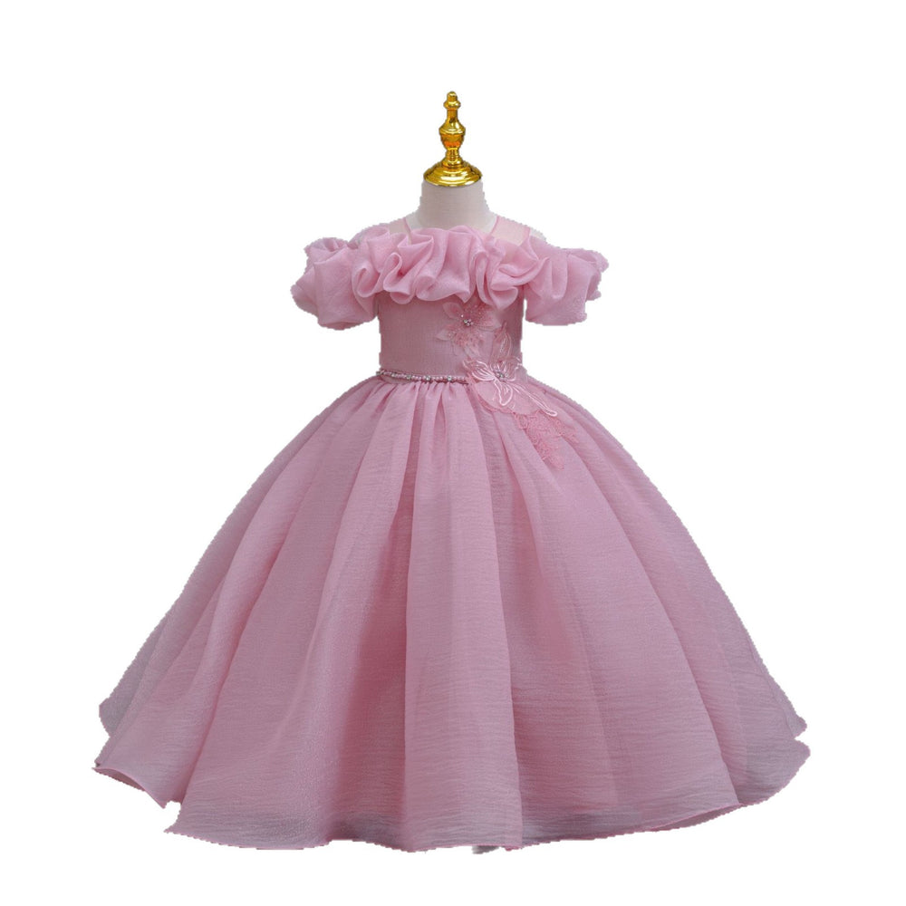 New arrival: children's formal dress - bubble shoulder wedding dress, princess style, flower girl performance dress