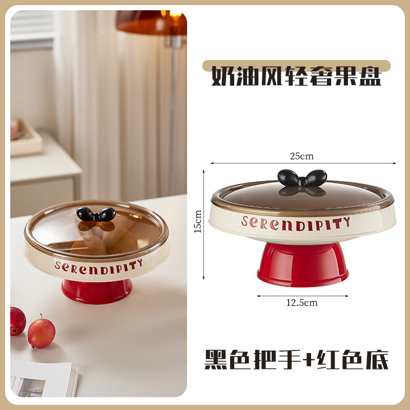 Cream feng shui fruit plate household living room coffee table desktop dried fruit plate Nordic style candy box nut snack plate