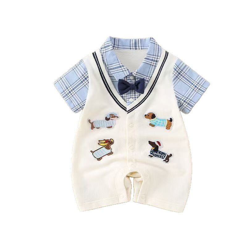 Super cute dopamine outfit baby summer clothes thin baby boy onesie summer clothes outing clothes rompers