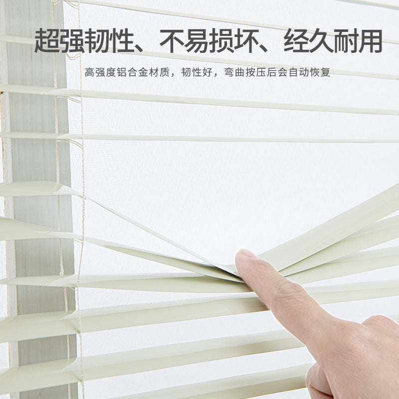 Pleated blinds without punching, simple bathroom, bedroom, office, aluminum alloy shading and lifting [honey bean]