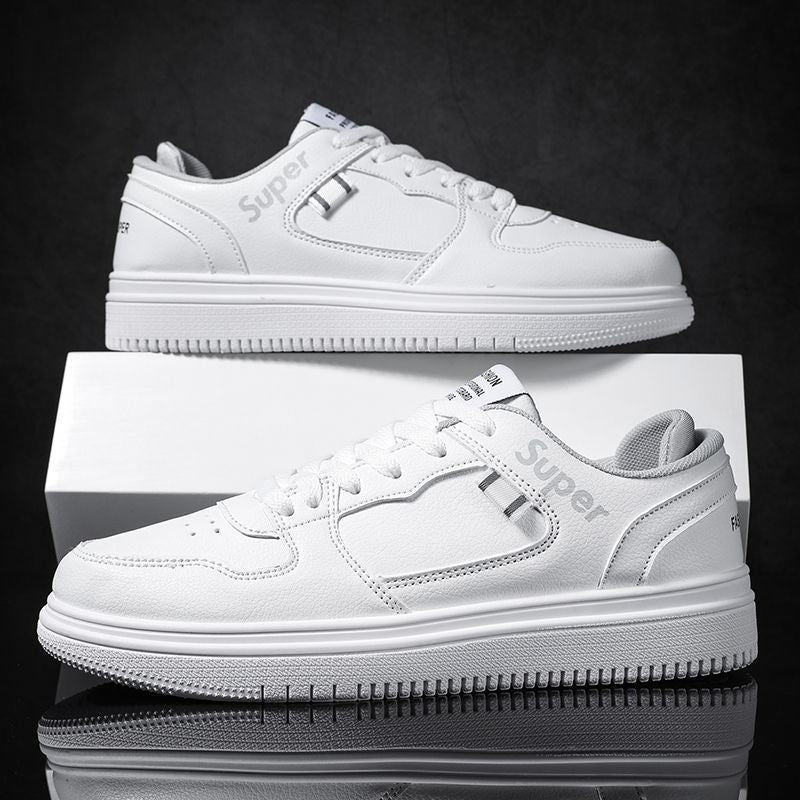 Men's white sneakers: spring versatile breathable athletic shoes, trendy skate shoes, casual shoes for men