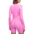 Autumn yoga long sleeve activewear fashion fitness jacket slim fit women's top zipper sun protection breathable outerwear