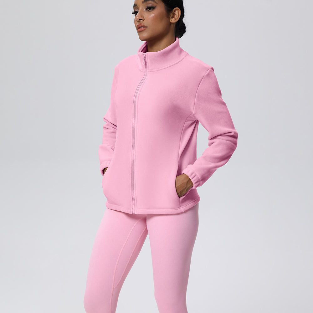 Fall and winternew arrivalfleece-linedsweatshirt zipperoutwearthickenedheattech outdoor sports suit running fitness yoga clothes for women