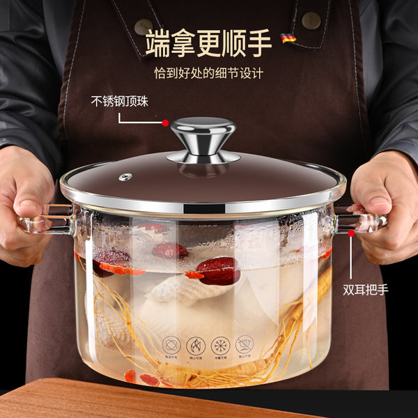 High borosilicate glass pot soup pot Tremella stew cup stew pot Stewed bird's nest stew cup High temperature resistant binaural soup pot