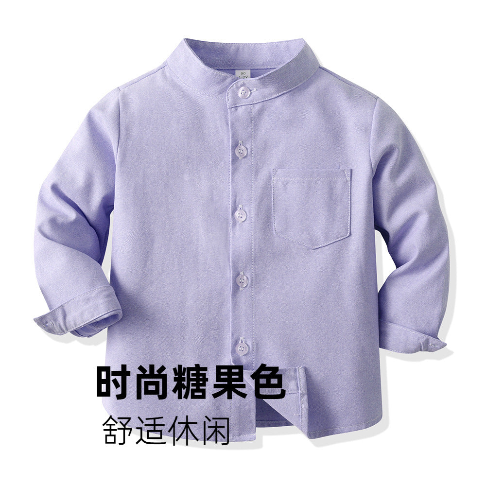 Boys' long-sleeve shirt - spring collection: stylish outerwear, candy-colored casual jacket, preppy style kids' shirt