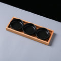 Three-compartment condiment dish set-black