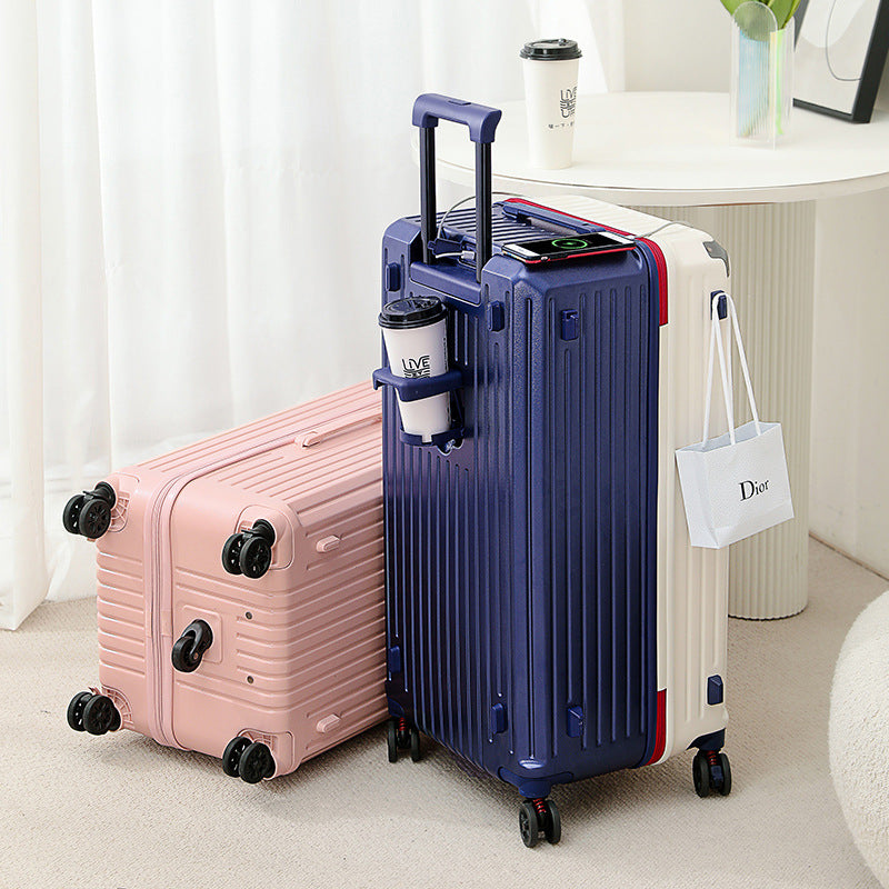 Large capacity aluminum frame suitcase 26 inch anti-drop suitcase brake wheel student trolley case password case leather case