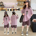 Girls' casual short-sleeve t-shirt set - summer  new collection - kids' summer outfit - big girls' shorts - stylish & sporty for girls